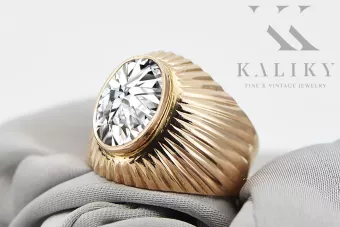 Пръстен Циркон Оригинално ретро 14k розово злато Винтидж крафт vrc127r